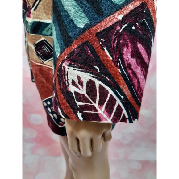 Vintage 80s Funky Tribal Print Oversized Blazer Womens Size M Rayon - Picture 9 of 12